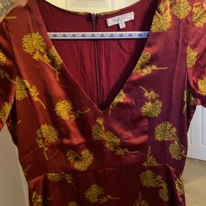 Red and gold satin mini dress